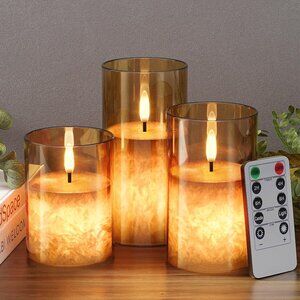 Crystal Texture Design Flickering Flameless Candles with Remote & Timer